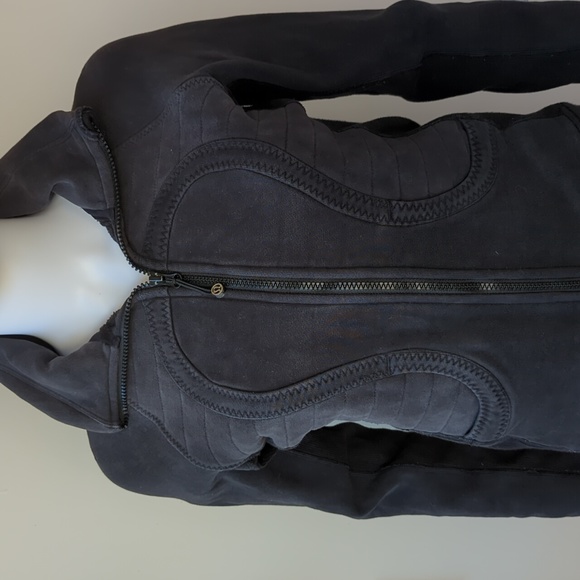 LULULEMON ATHLETICA WOMEN'S BLACK LOGO ZIP COTTON  JACKET - Picture 2 of 13